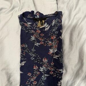 BCBGMaxAzria Navy Top with Floral Design